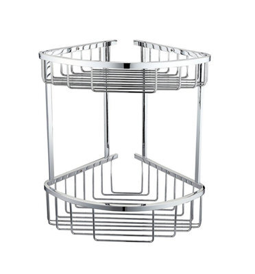 Nes Home Corner Shower Caddy Double Shelf Basket Rack Chrome - image 1