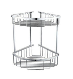 Nes Home Corner Shower Caddy Double Shelf Basket Rack Chrome - thumbnail 2