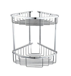Nes Home Corner Shower Caddy Double Shelf Basket Rack Chrome - thumbnail 1
