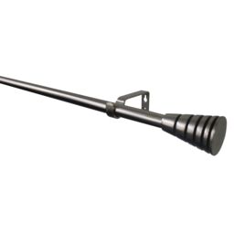 GoodHome Athens Satin Grey Nickel Effect Extendable Cone Single Curtain Pole Set, (L)2000mm-3300mm (Dia)19mm - thumbnail 3