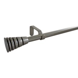 GoodHome Athens Satin Grey Nickel Effect Extendable Cone Single Curtain Pole Set, (L)2000mm-3300mm (Dia)19mm - thumbnail 5