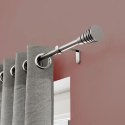 GoodHome Athens Satin Grey Nickel Effect Extendable Cone Single Curtain Pole Set, (L)2000mm-3300mm (Dia)19mm - thumbnail 4