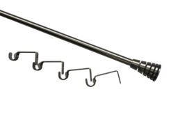 GoodHome Athens Satin Grey Nickel Effect Extendable Cone Single Curtain Pole Set, (L)2000mm-3300mm (Dia)19mm - thumbnail 2