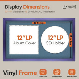 "30X17"" Purple Modern Vinyl Record Frame With Pompadour Mount For 12 Inch Lp Album Cover & Disc - Ak Frames" - thumbnail 2