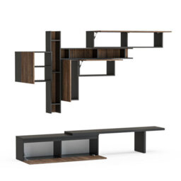 Decorotika Maastricht Moduler Modern Tv Unit Wall Mount Customizable Layout Black Alina - thumbnail 4