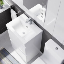 Nes Home 600mm 2 Drawers Freestanding White Basin Vanity & Close Coupled Toilet - thumbnail 6