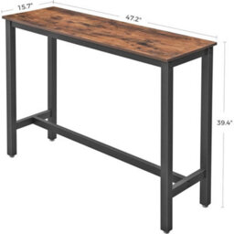 Vasagle Industrial Bar Table 120X40Cm Vintage Brown Black Metal - thumbnail 2