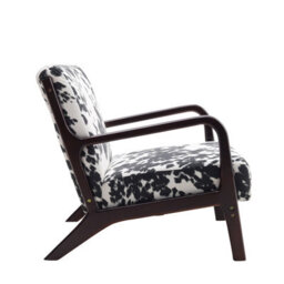 Living And Home Wood Frame Black And White Spots Velvet Upholstered Recliner Chair Armchair - thumbnail 4