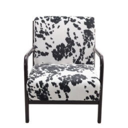 Living And Home Wood Frame Black And White Spots Velvet Upholstered Recliner Chair Armchair - thumbnail 3