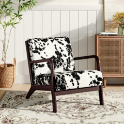Living And Home Wood Frame Black And White Spots Velvet Upholstered Recliner Chair Armchair