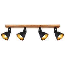 Luminosa Lighting Luminosa Günther Ceiling Spotlight Bar Brown 4X E27 - thumbnail 3