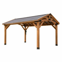 Backyard Discovery Norwood 16Ft X 12Ft Wooden Gazebo Fsc Cedar, Powerport Outlets & Usb, Galvanised Steel Roof, Weather Resistant - thumbnail 2