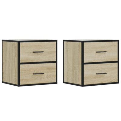 Berkfield Durable Wall-Mounted Bedside Cabinets 2 Pcs Sonoma Oak 40X31X39.5 Cm