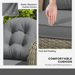 Outsunny 4 Pieces Rattan Sofa Set Outdoor Conservatory Furniture With Cushions - thumbnail 5