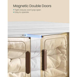 Stackable 4-Tier Storage Cabinet With Lid, Plastic Organiser Boxes On Wheels With Magnetic Door, White - thumbnail 5