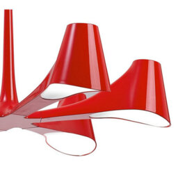 Luminosa Lighting Luminosa Ora Telescopic Convertible To Semi Flush 6 Light E27, Gloss Red/polished Chrome - thumbnail 7