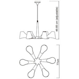 Luminosa Lighting Luminosa Ora Telescopic Convertible To Semi Flush 6 Light E27, Gloss Red/polished Chrome - thumbnail 8