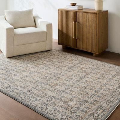 Livabliss Arda Vintage Green Grey Traditional Boho Fringe Living Room Rug 152 X 225 Cm Easy Care, Non Shedding - image 1