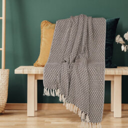 Ehc Super Soft Cotton Large Throw Covers Upto 2-Seater Sofa Or Double Bed, 150 X 200 Cm, Brown - thumbnail 2