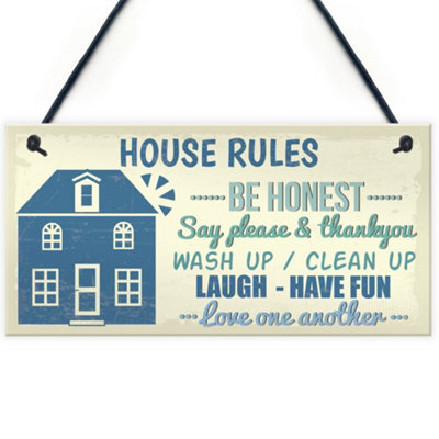 Red Ocean House Rules Cute First Home New House Gifts Home Decor Plaque Kitchen Sign - image 1
