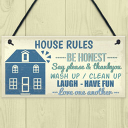 Red Ocean House Rules Cute First Home New House Gifts Home Decor Plaque Kitchen Sign - thumbnail 2