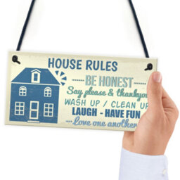 Red Ocean House Rules Cute First Home New House Gifts Home Decor Plaque Kitchen Sign - thumbnail 6