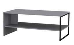 Urbn-Living Urbnliving 100Cm Width Wooden Coffee Table Steel Frame Open Storage Shelf Living Room Furniture, Grey - thumbnail 2