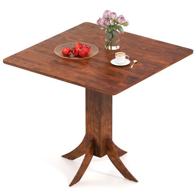"Costway 33"" Wooden Kitchen Table Square Dining Table W/ Pedestal Base-Walnut" - image 1