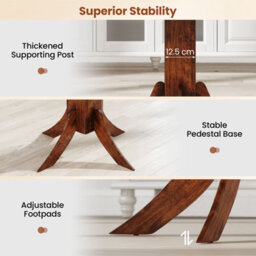 "Costway 33"" Wooden Kitchen Table Square Dining Table W/ Pedestal Base-Walnut" - thumbnail 7