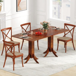 "Costway 33"" Wooden Kitchen Table Square Dining Table W/ Pedestal Base-Walnut" - thumbnail 8