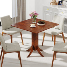 "Costway 33"" Wooden Kitchen Table Square Dining Table W/ Pedestal Base-Walnut" - thumbnail 9