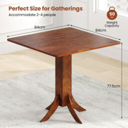 "Costway 33"" Wooden Kitchen Table Square Dining Table W/ Pedestal Base-Walnut" - thumbnail 2