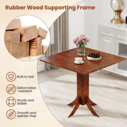 "Costway 33"" Wooden Kitchen Table Square Dining Table W/ Pedestal Base-Walnut" - thumbnail 5