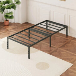 3Ft Single Metal Bed Frame With Slatted Support Strong Iron Platform Bed Black - thumbnail 3