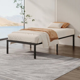 3Ft Single Metal Bed Frame With Slatted Support Strong Iron Platform Bed Black - thumbnail 4