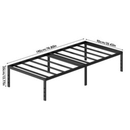 3Ft Single Metal Bed Frame With Slatted Support Strong Iron Platform Bed Black - thumbnail 2