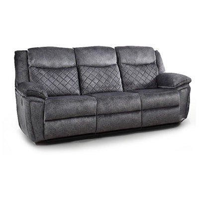 Furnishings For Less UK Brianna Grey Plush Velvet Manual Reclining 3 Seater Sofa - image 1