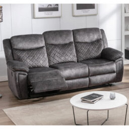 Furnishings For Less UK Brianna Grey Plush Velvet Manual Reclining 3 Seater Sofa - thumbnail 2