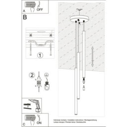 Sollux Lighting Pastelo Steel Burgundy 3 Lights Modern Pendant Lamps - thumbnail 6
