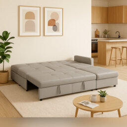 SquareBoxx Milano 3 Seater L Shape Pullout Sofa Bed With Deep Storage Compartment & Reversible Chaise  - Grey - thumbnail 6