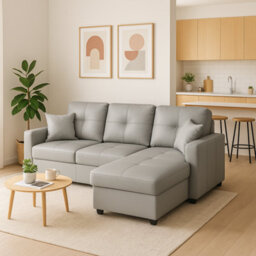 SquareBoxx Milano 3 Seater L Shape Pullout Sofa Bed With Deep Storage Compartment & Reversible Chaise  - Grey - thumbnail 7