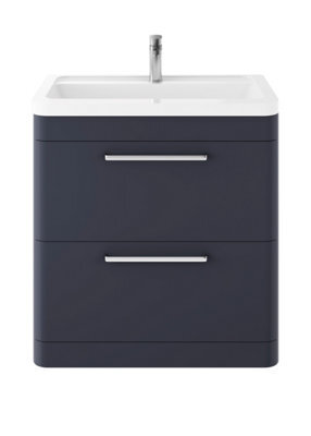 Hudson Reed Solar Floor Standing 2 Drawer Vanity Unit & Ceramic Basin, Indigo Blue Matt, 807 X 840 X 450mm - image 1