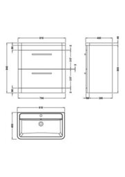 Hudson Reed Solar Floor Standing 2 Drawer Vanity Unit & Ceramic Basin, Indigo Blue Matt, 807 X 840 X 450mm - thumbnail 6