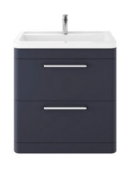 Hudson Reed Solar Floor Standing 2 Drawer Vanity Unit & Ceramic Basin, Indigo Blue Matt, 807 X 840 X 450mm - thumbnail 1