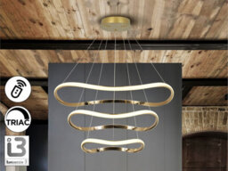 Luminosa Lighting Luminosa Naos Triple Ring Pendant Ceiling Light Rose Gold Led 3000K Dimmable Remote Control - Uk Stock