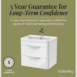 Balterley Aldershawe Modern Bathroom Wall Hung 2 Drawer Vanity Unit Basin, Gloss White, 550mm - thumbnail 4