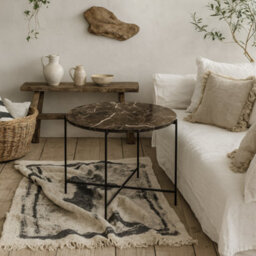 Wyld Haus Verona Round Brown Emperador Marble Side Table - thumbnail 2