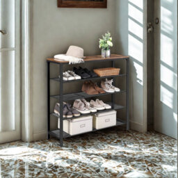 FURNOLD 5 Tier Industrial Shoe Rack Hallway Storage Organiser - thumbnail 2