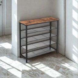 FURNOLD 5 Tier Industrial Shoe Rack Hallway Storage Organiser - thumbnail 6