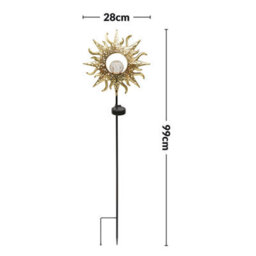 Taylor & Brown Solar Lights Outdoor Sun Lantern, Crackle Glass Globe Stake, Waterproof Warm White Led For Garden, Patio, Lawn - thumbnail 7